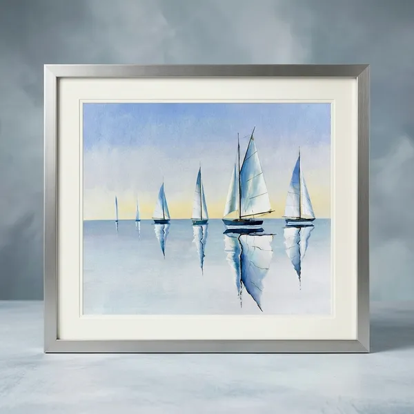 Fiber_Nautical_Sailboats_Maritime_Art_Print_Silver_Frame