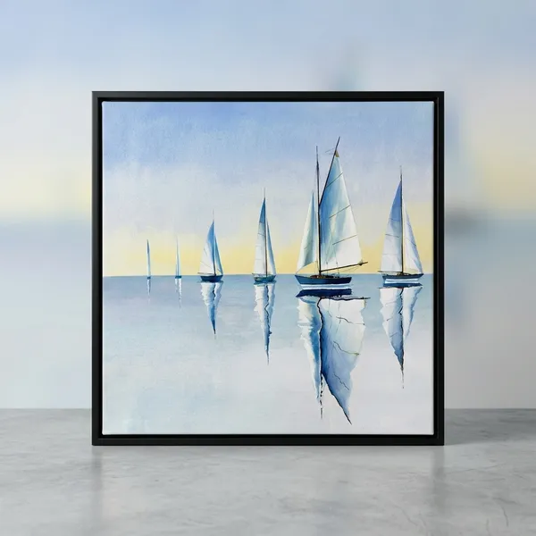 Fiber_Nautical_Sailboats_Canvas_Print_Frame_Black