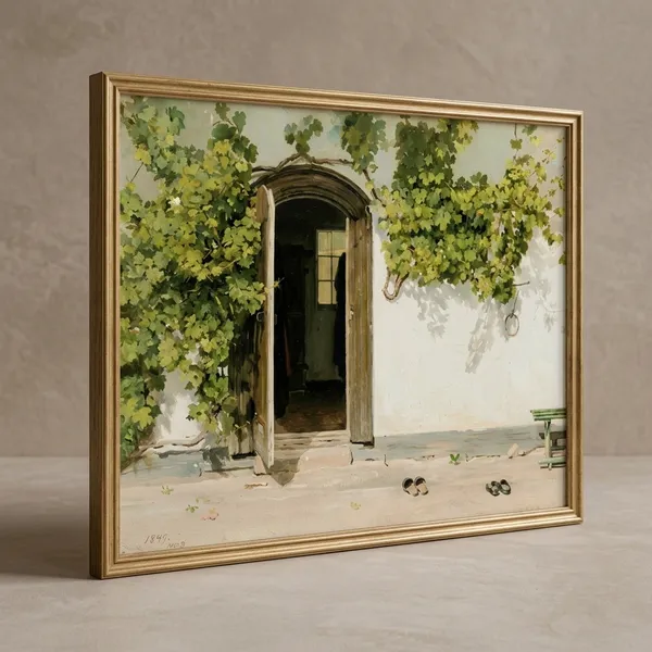 Fiber_Botanical_Open_Door_Vines_Art_Print_Wooden_Frame