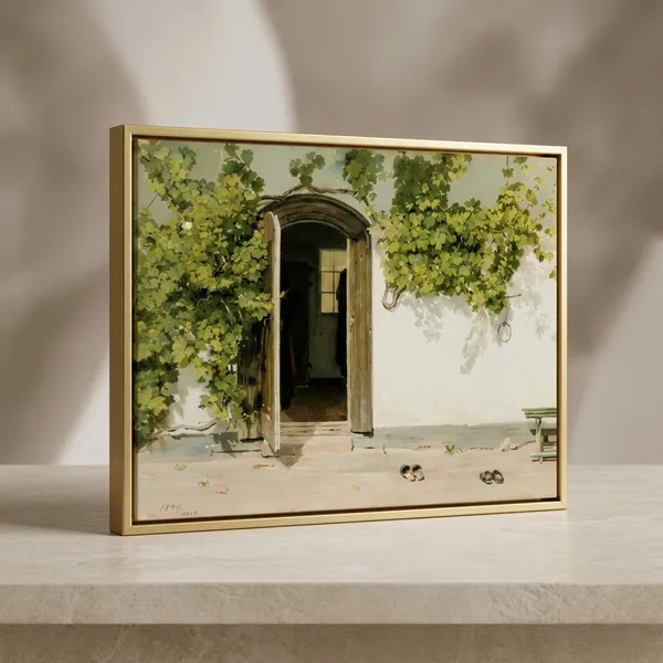Fiber_Botanical_Open_Door_Vines_Canvas_Print_Gold_Frame