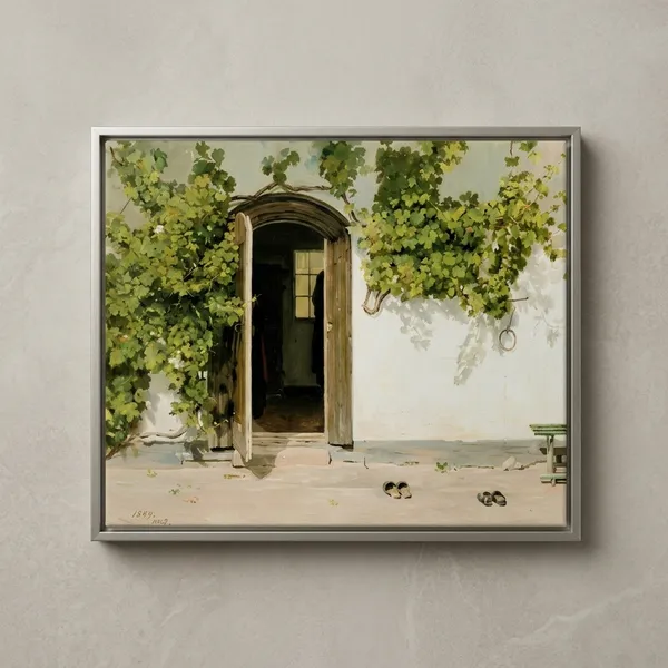 Fiber_Botanical_Open_Door_Vine_Canvas_Print_Silver_Frame