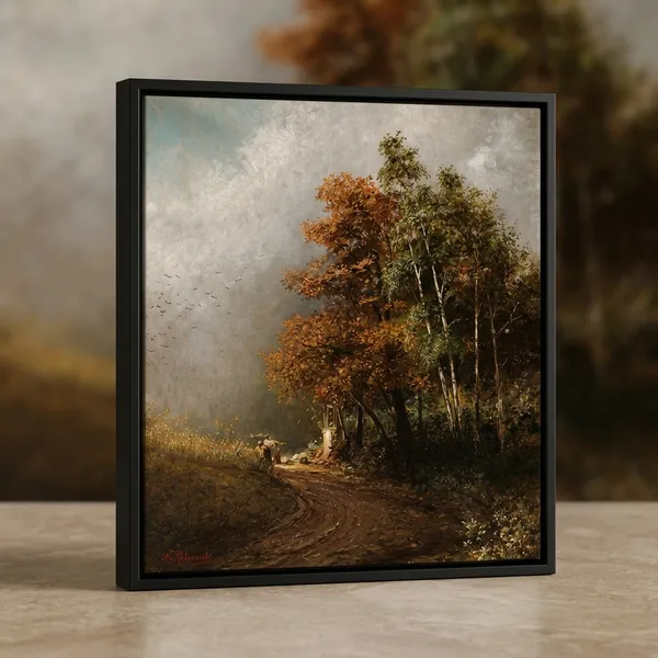 Fiber_Rural_Landscape_Wayside_Shrine_Canvas_Print_Black_Frame