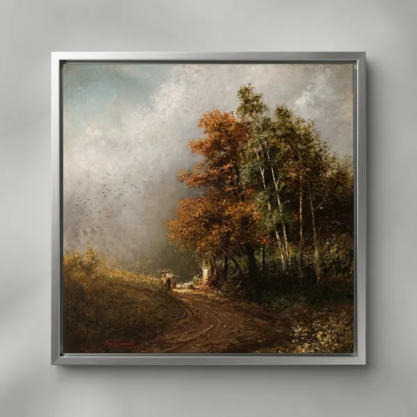 Fiber_Rural_Landscape_Wayside_Shrine_Canvas_Print_Metal_Silver_Frame