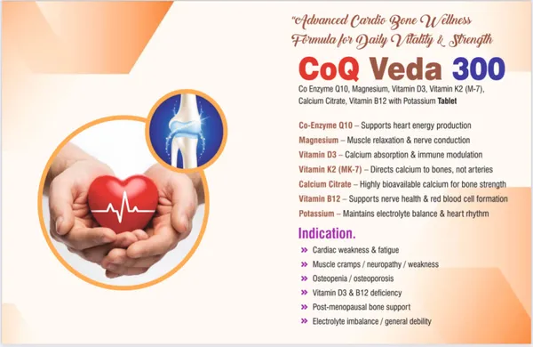 Coq_Veda-300_Tablets_-_Heart_Health_&_Cellular_Energy_Supplement_With_Coq10,_Magnesium,_Vitamin_D3,_K2,_Calcium_&_B12_Pack_10_(Per_Strip_10)