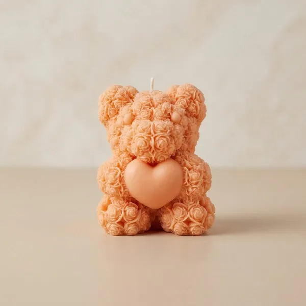 Orange_Rose_Bear_Shaped_Decorative_Candle