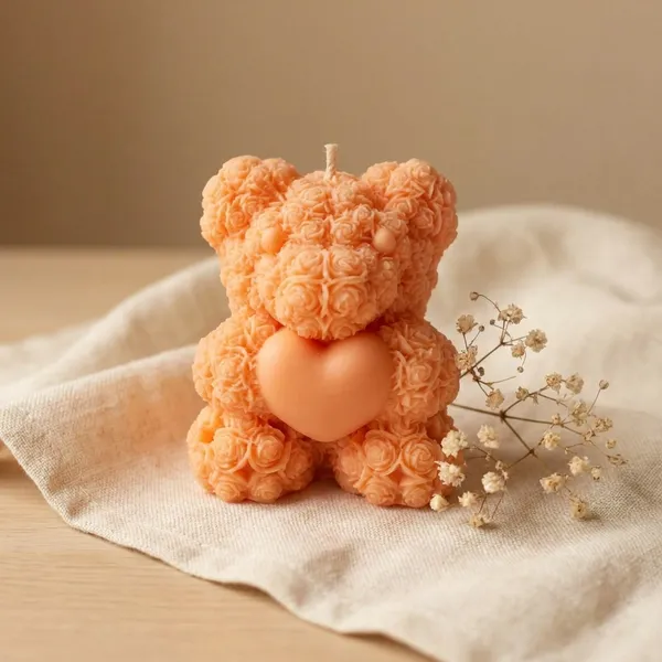 Orange_Rose_Bear_Shaped_Decorative_Candle