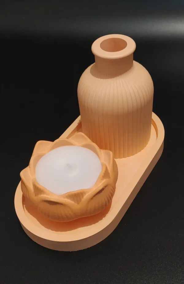 Orange_Concrete_Tray_And_Ribbed_Vase_With_Lotus_Jar_Candle
