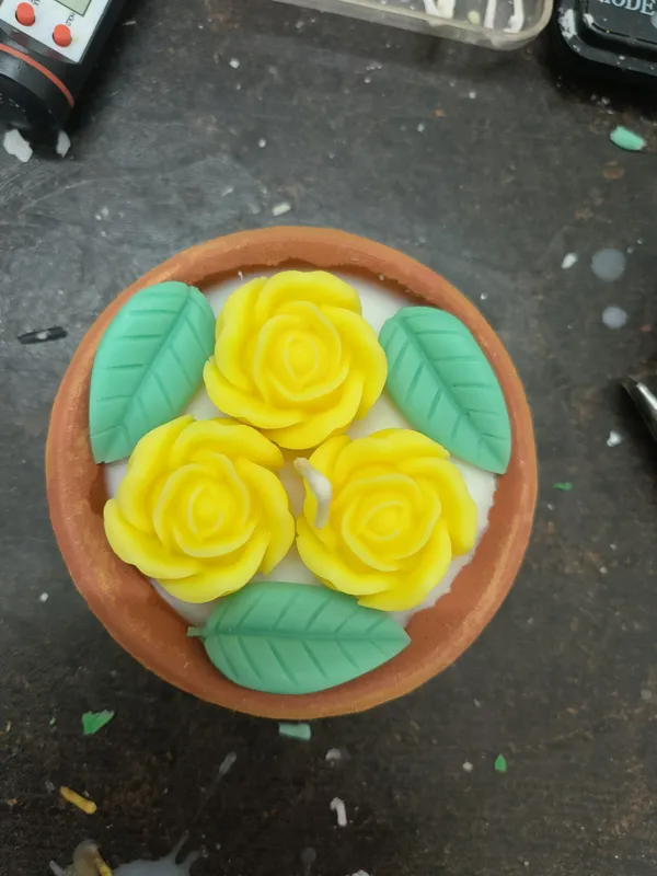 Terracotta_Bowl_Candleyellow_Rose_Flower