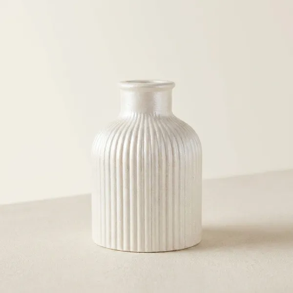 White_Concrete_Ribbed_Jars,_Trays,Tray_And_Ribbed_Vase