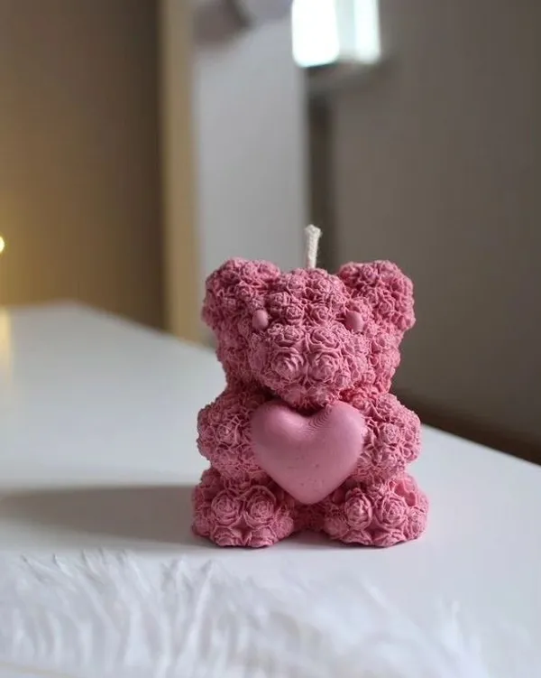 Pink_Rose_Bear_Shaped_Decorative_Candle