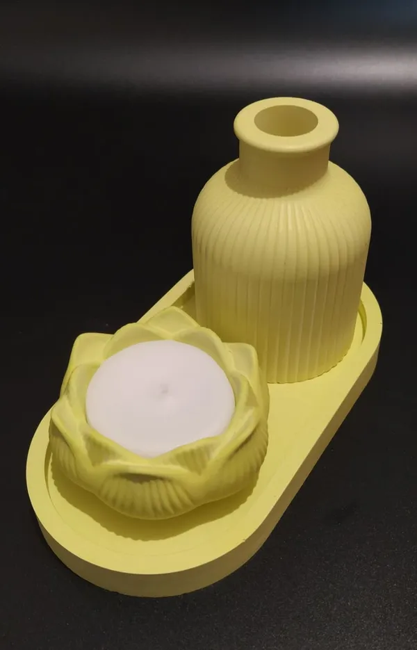 Yellow_Concrete_Tray_And_Ribbed_Vase_With_Lotus_Jar_Candle