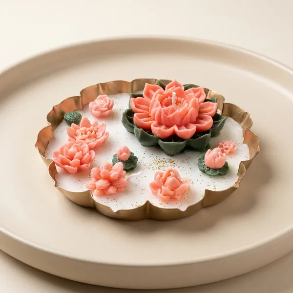 5.5In_Metal_Urli_Candle_With_Coral_Lotus_Decor