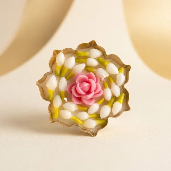 3.5In_Metal_Urli_Candle_With_Lotus_And_Mogra_Flower