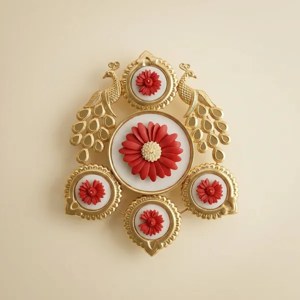 Peacock_Urli_Candle_With_Red_Daisy