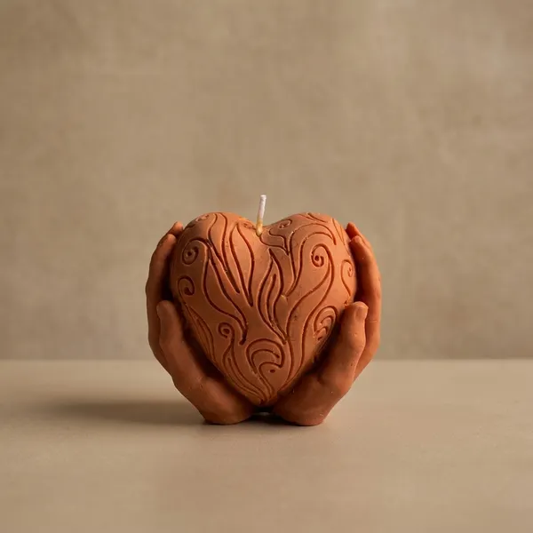 Orange_Heart_In_Hand_Candle