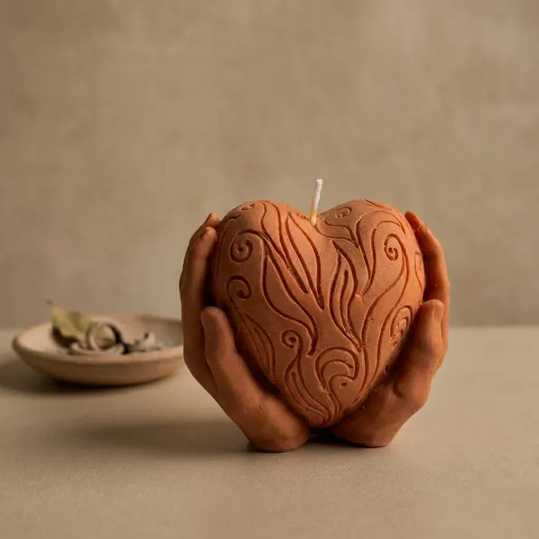 Orange_Heart_In_Hand_Candle