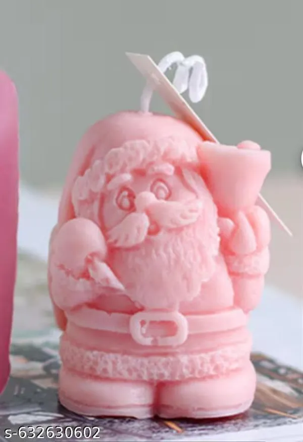 Craft_Santa_Candle_Pink_Decorative_Christmas_Candle_For_Home_Office_Festive_Gifting