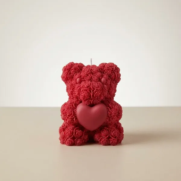 Wine_Rose_Bear_Shaped_Decorative_Candle