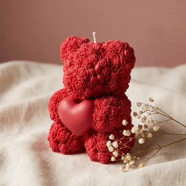 Wine_Rose_Bear_Shaped_Decorative_Candle