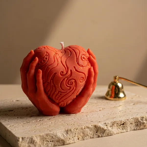 Brick_Red_Heart_In_Hand_Candle
