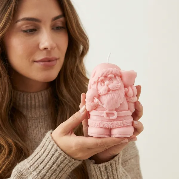 Craft_Santa_Candle_Pink_Decorative_Christmas_Candle_For_Home_Office_Festive_Gifting