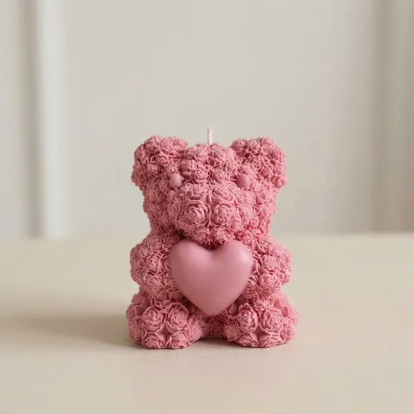 Pink_Rose_Bear_Shaped_Decorative_Candle
