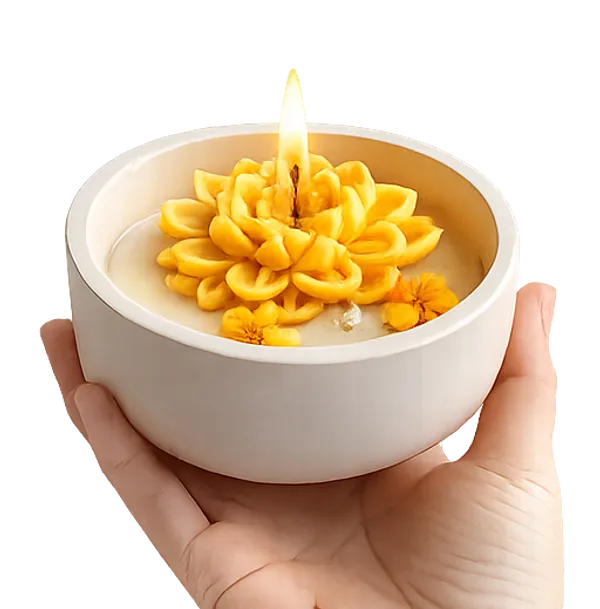 Concrete_Round_Bowl_With_Yellow_Flower_Candle
