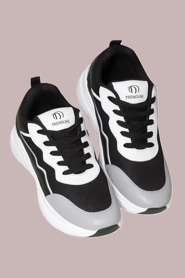 Black_And_White_Pu_And_Leather_Shoes_For_Men