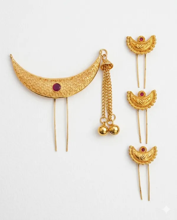 Gold_Plated_Chandra_Khopa_Hair_Pins_Combo_of_4_for_Women_Traditional_Juda_Bun_Accessories_Bridal_Wedding_Ethnic_Hairstyle_Jewelry_Stylish_Hair_Clips_Festive_Party_Wear_Elegant_Design