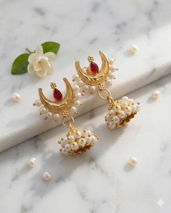 Stylish_Chand_Bali_Earrings_for_Women_|_Gold_Plated_Pearl_Studded_Jhumka_Earrings_|_Traditional_Ethnic_Bridal_Wedding_Party_Wear_Chandbali_Earrings_for_Girls_&_Women
