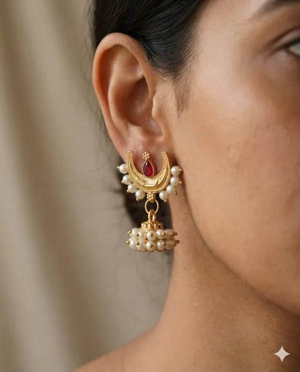 Stylish_Chand_Bali_Earrings_for_Women_|_Gold_Plated_Pearl_Studded_Jhumka_Earrings_|_Traditional_Ethnic_Bridal_Wedding_Party_Wear_Chandbali_Earrings_for_Girls_&_Women