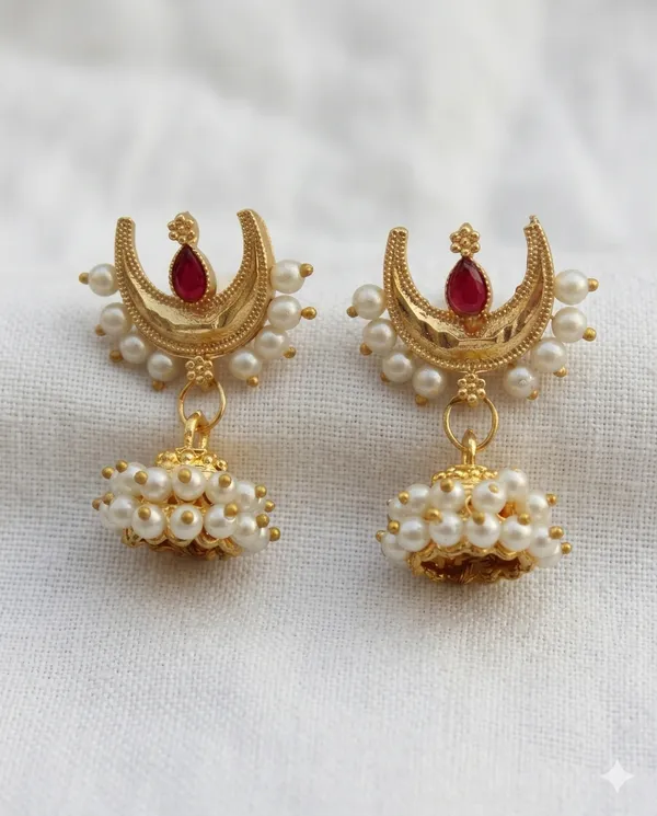 Stylish_Chand_Bali_Earrings_for_Women_|_Gold_Plated_Pearl_Studded_Jhumka_Earrings_|_Traditional_Ethnic_Bridal_Wedding_Party_Wear_Chandbali_Earrings_for_Girls_&_Women