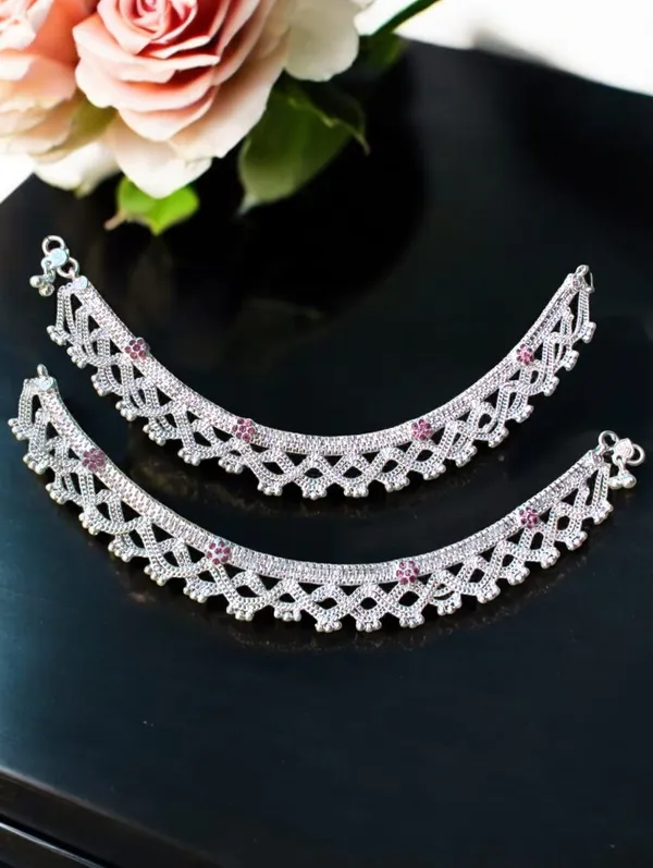 White_Metal_Silver_Plated_Payal_Anklet_for_Women_&_Girls_Anklets_Kolusu_Payal