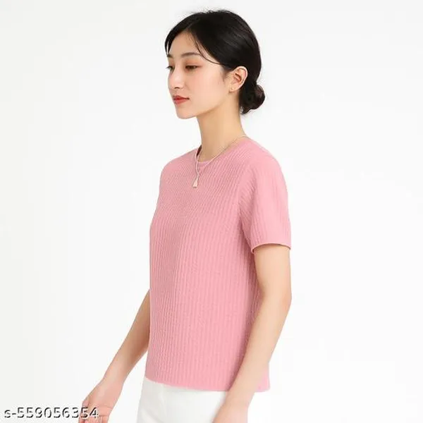 Pink_Women_Half_Sleeve_Cotton_Blend_T_Shirt
