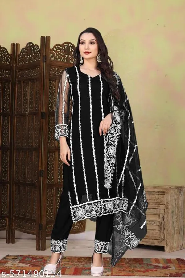 Women_Embroidered_Black_Kurta_Set_With_Dupatta