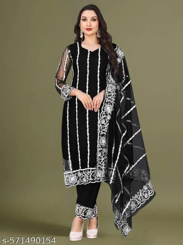 Women_Embroidered_Black_Kurta_Set_With_Dupatta
