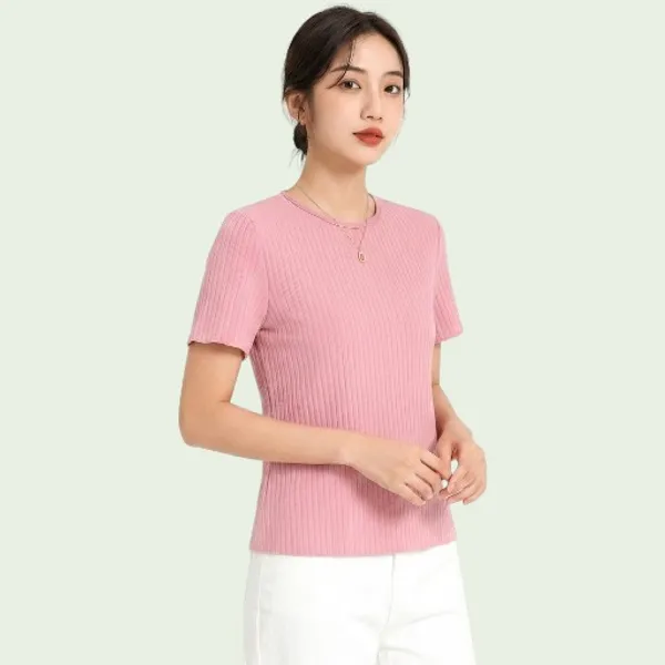 Pink_Women_Half_Sleeve_Cotton_Blend_T_Shirt