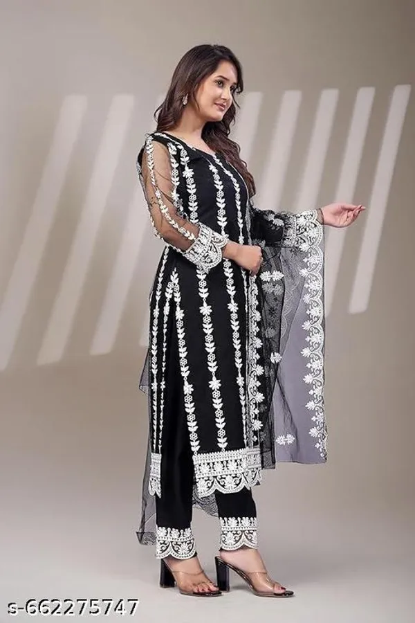 Black_Embroidered_Kurta_Set_With_Dupatta_For_Women