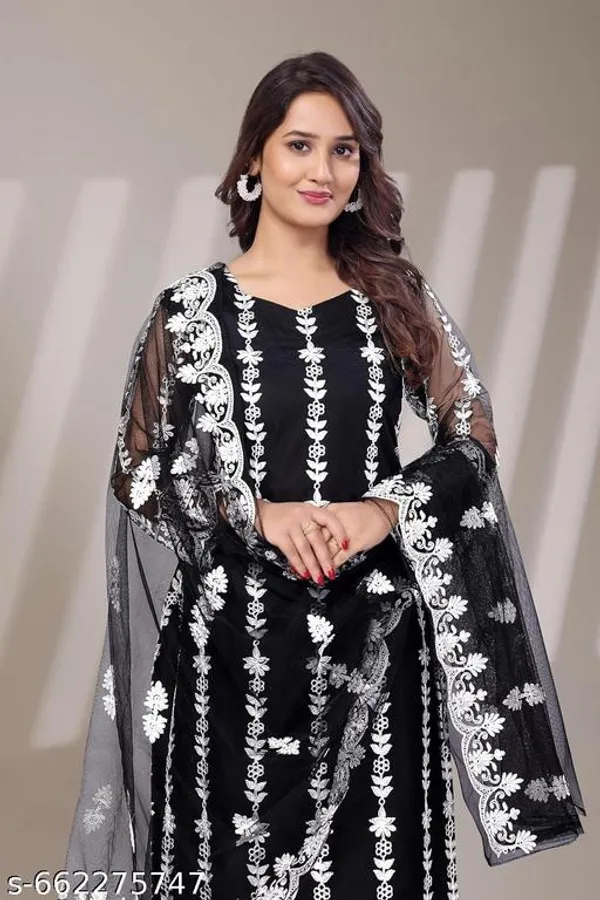 Black_Embroidered_Kurta_Set_With_Dupatta_For_Women