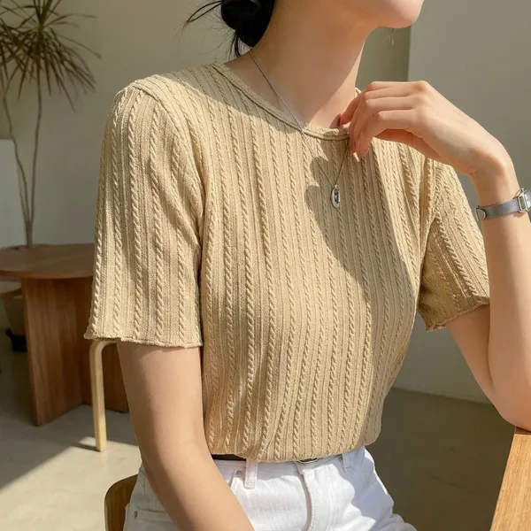 Beige_Party_Wear_Korean_Tshirt_For_Women