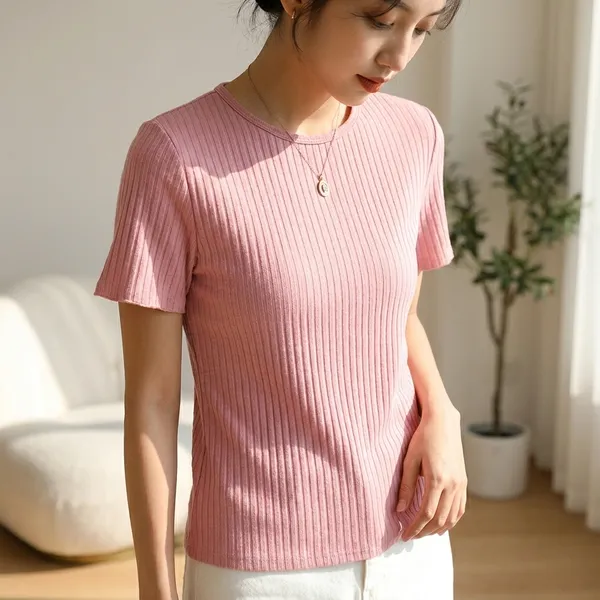 Pink_Women_Half_Sleeve_Cotton_Blend_T_Shirt