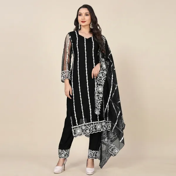 Women_Embroidered_Black_Kurta_Set_With_Dupatta
