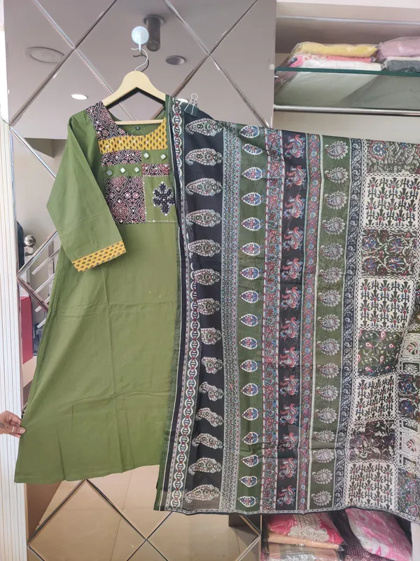 Olive_Green_Ethnic_Suit_Set_with_Embroidered_Yoke_and_Printed_Dupatta