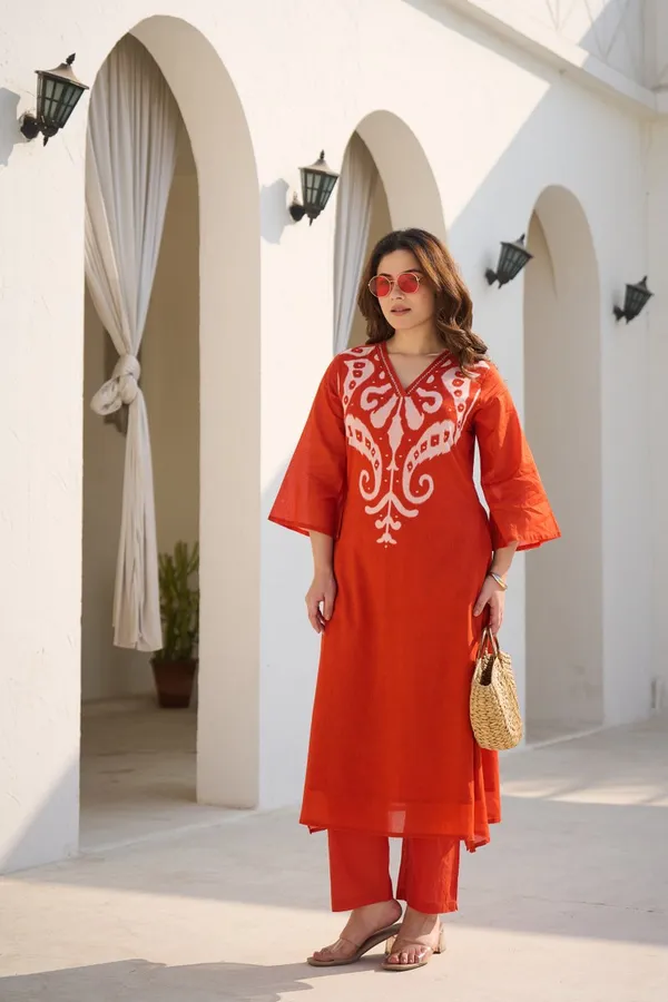 Orange_Colour_Embroidered_Kurta_Pant_Set