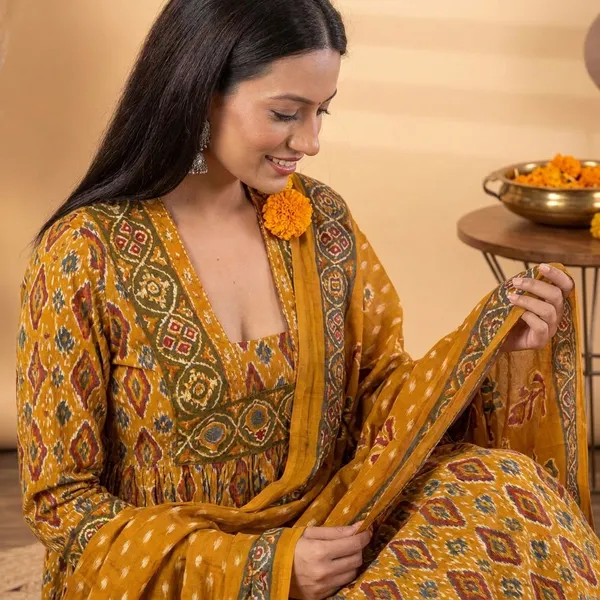 Mustard_Yellow_Ethnic_Anarkali_Kurta_Set_with_Dupatta