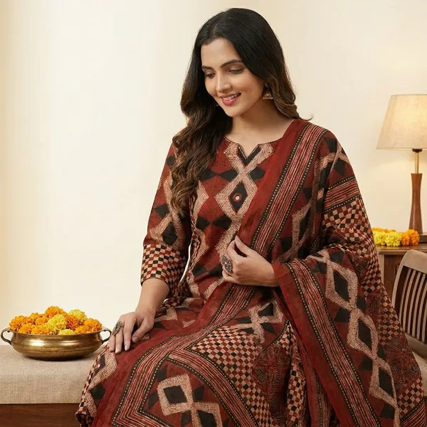 Women's_Geometric_Print_Kurta_Set_with_Dupatta_-_Maroon_and_Multi-Color