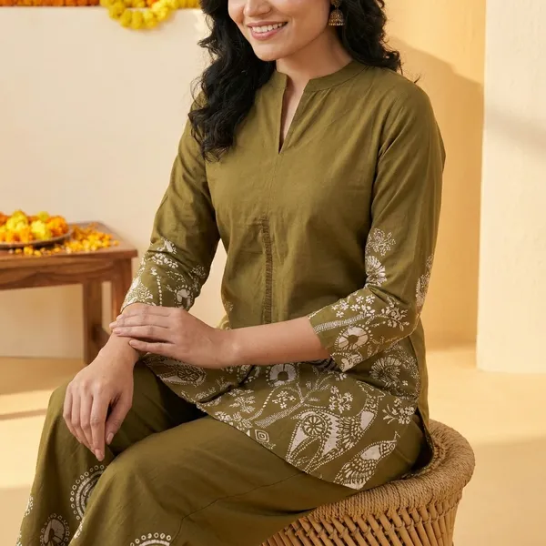 Olive_Green_Embroidered_Kurta_Palazzo_Set