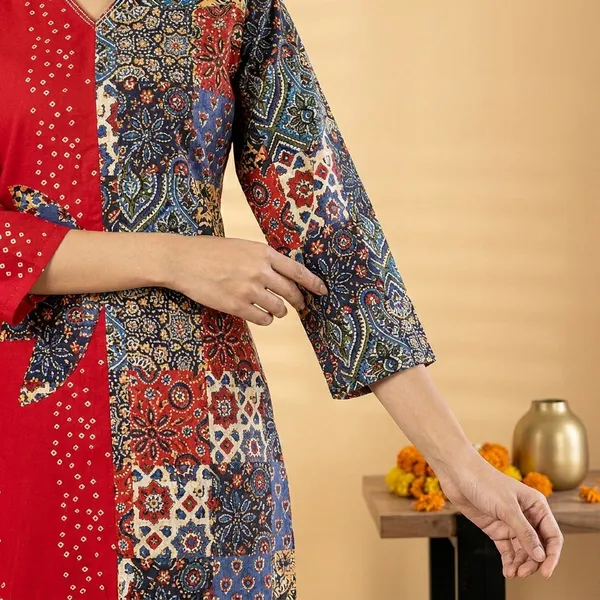 Multicolor_Ethnic_Printed_Kurti_Set_with_Pants