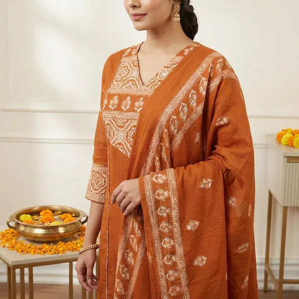 Women's_Solid_Kurta_Pant_Dupatta_Set_In_Rust_Colour