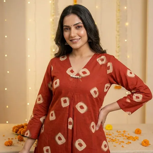 Women's_Red_Printed_Anarkali_Kurta_with_Pant_Set